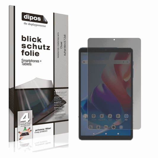 Blickschutzfolie von dipos passend für Chuwi AuPad Mini 8.7 Zoll, präziser Zuschnitt und blasenfrei montiert
