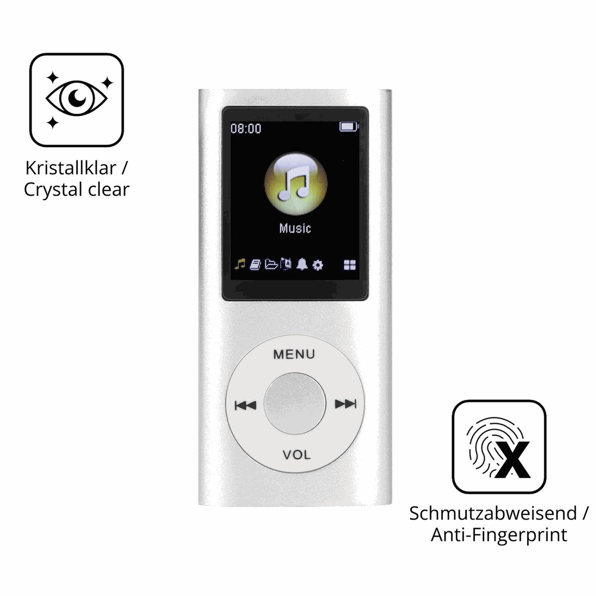 Flexible TPU-Folie passend zugeschnitten für ciciglow MP3-Player, vollständige Abdeckung