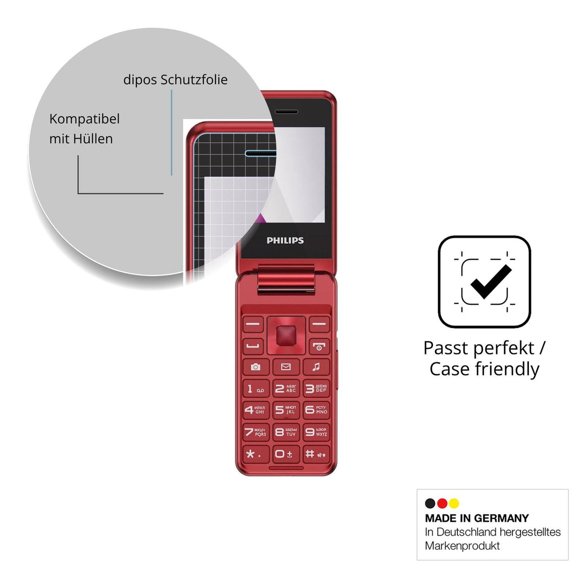 Schutzfolie mit optimaler Passform, zur Verwendung mit Hüllen geeignet