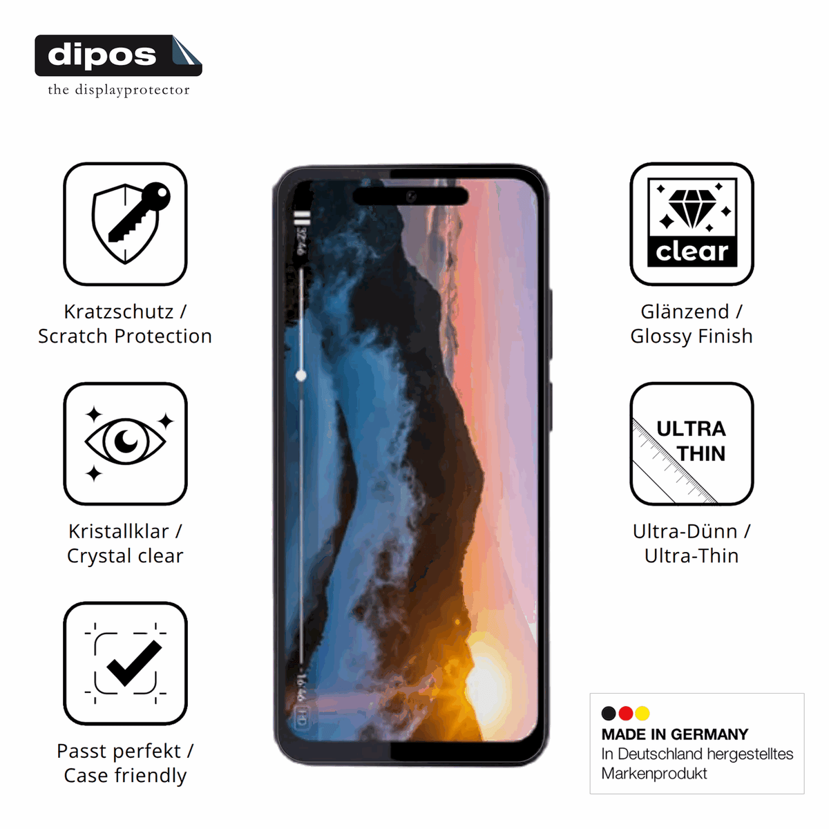 Displayschutz hergestellt in Deutschland, höchste Qualität made in Germany