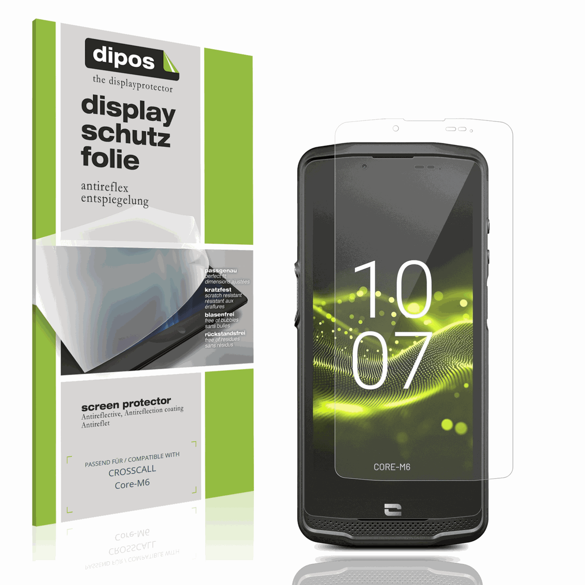 Matte Displayschutzfolie von dipos passend für CROSSCALL Core-M6, präziser Zuschnitt und blasenfrei montiert