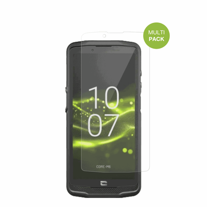 CrosscallCore M6 mit aufgebrachter dipos Displayschutzfolie, die lästige Fingerabdrücke minimiert