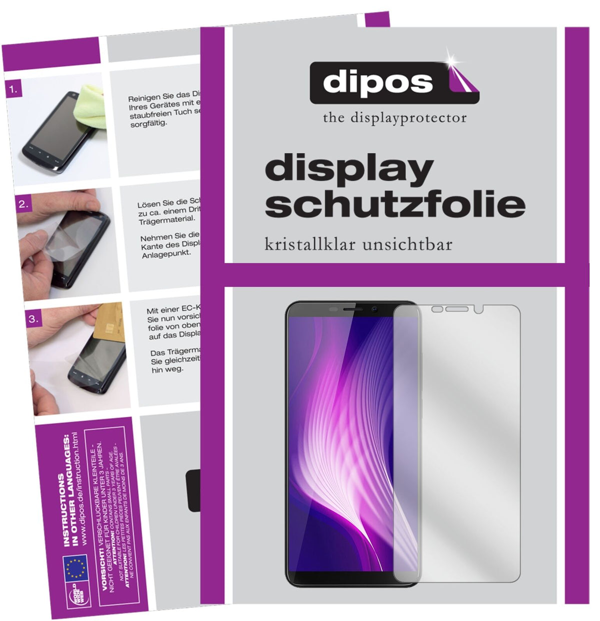 CubotNova (2018) mit aufgebrachter dipos Displayschutzfolie, glasklare Darstellung ohne Einschränkungen