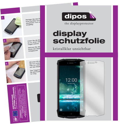 DoogeeS55 mit aufgebrachter dipos Displayschutzfolie, glasklare Darstellung ohne Einschränkungen