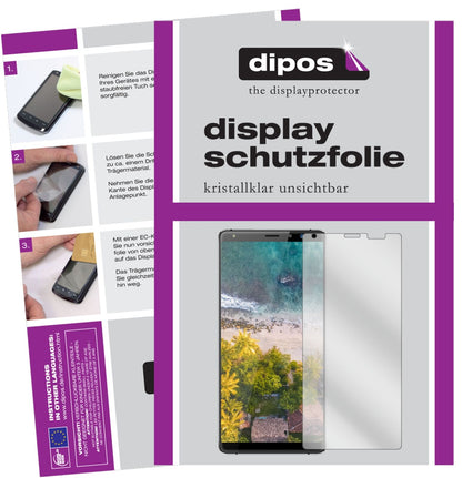 HighscreenPower Five Max 2 mit aufgebrachter dipos Displayschutzfolie, glasklare Darstellung ohne Einschränkungen