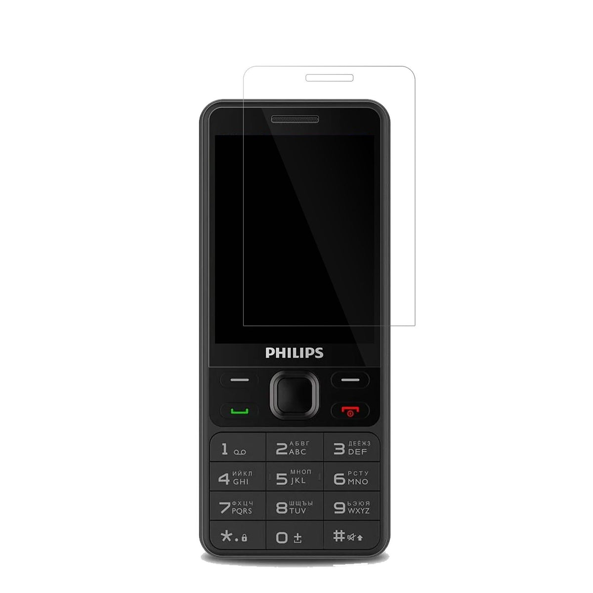 PhilipsXenium E185 mit aufgebrachter dipos Displayschutzfolie, glasklare Darstellung ohne Einschränkungen