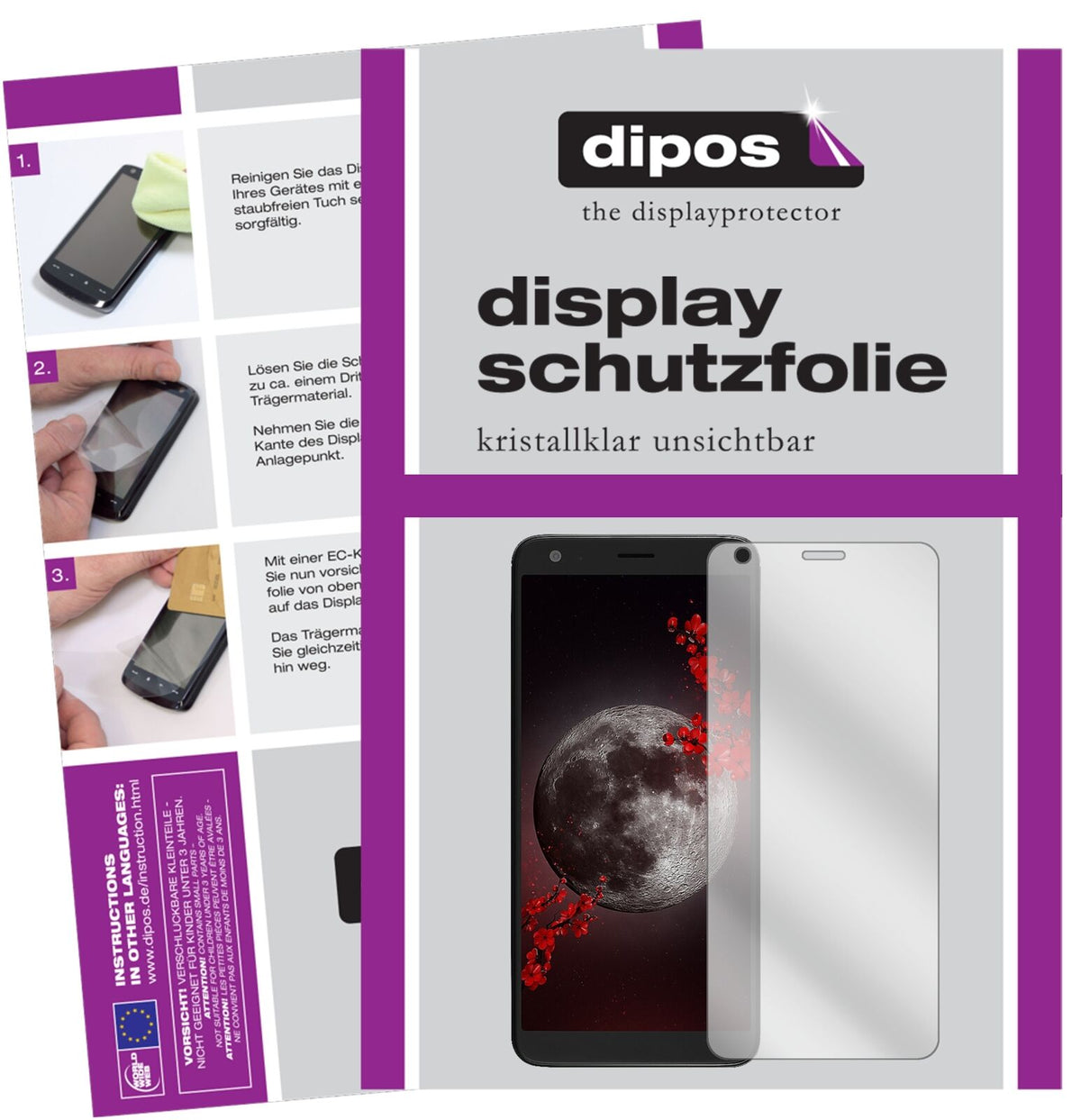 SharpB10 mit aufgebrachter dipos Displayschutzfolie, glasklare Darstellung ohne Einschränkungen