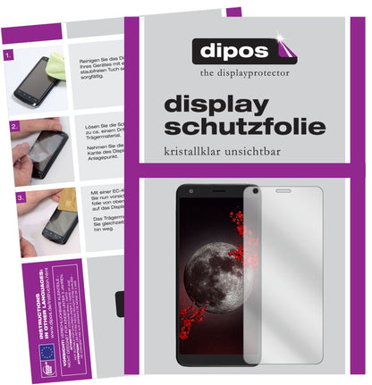 SharpB10 mit aufgebrachter dipos Displayschutzfolie, glasklare Darstellung ohne Einschränkungen