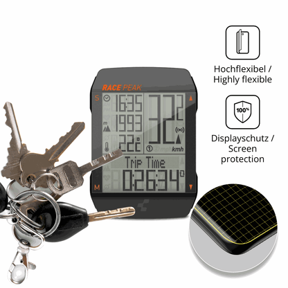 dipos Displayschutz für CUBE Race Peak, transparente Oberfläche, perfekte Passform auch für die Rundungen