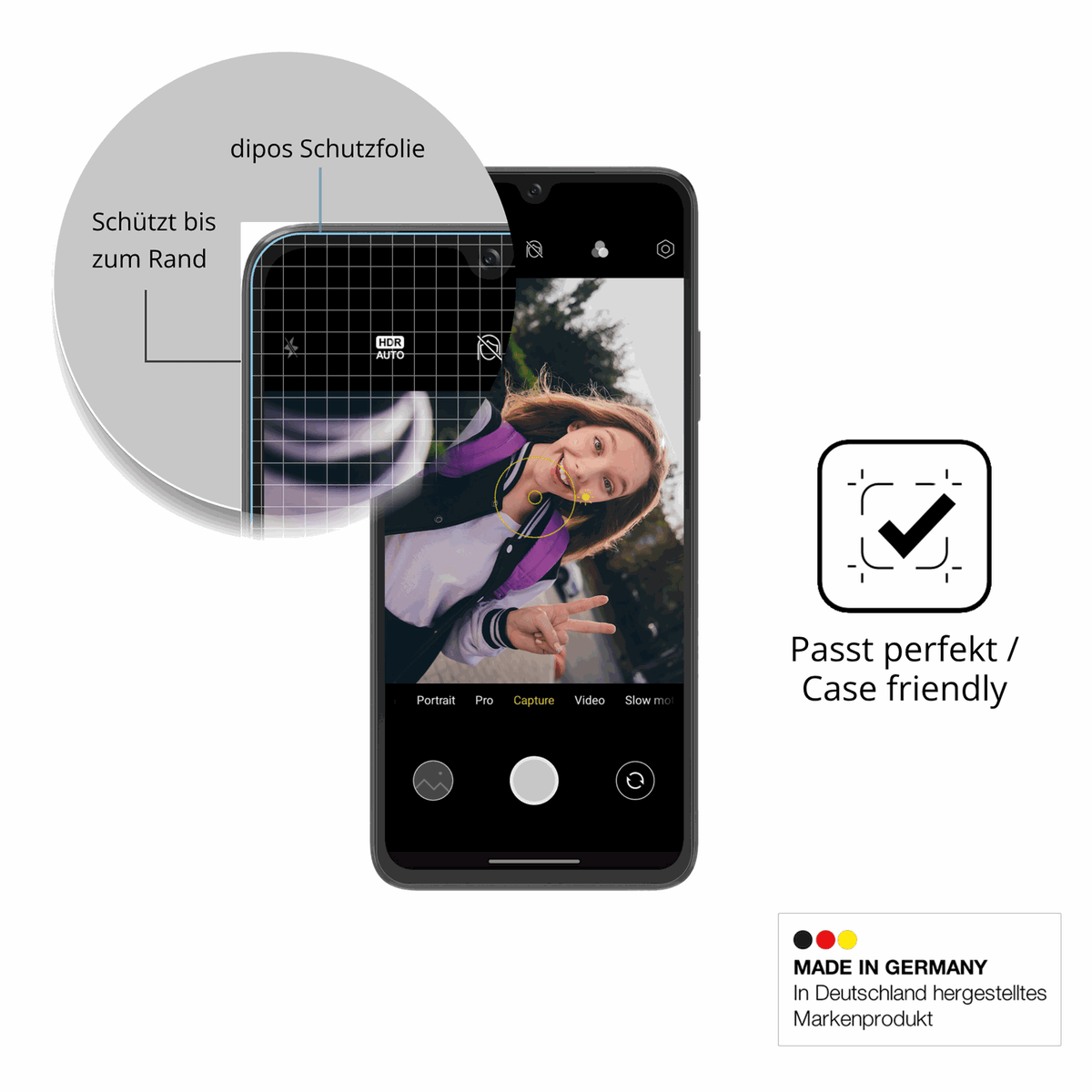 Besonders flexibler Displayschutz mit Anti-Shock-Schicht im Materialmix