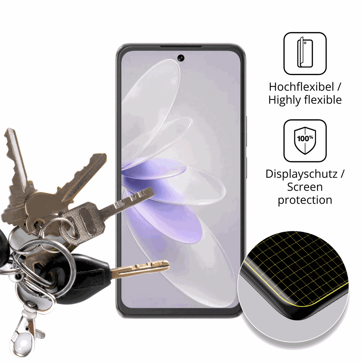 dipos Displayschutz für Cubot Note 60, transparente Oberfläche, perfekte Passform auch für die Rundungen
