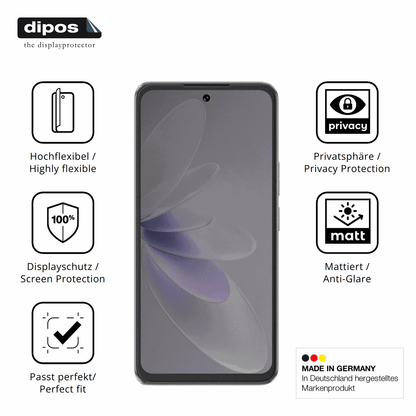 Flexible TPU-Folie passend zugeschnitten für Cubot Note 60, mit Privatsphäre-Schutz durch Sichtschutz-Folie