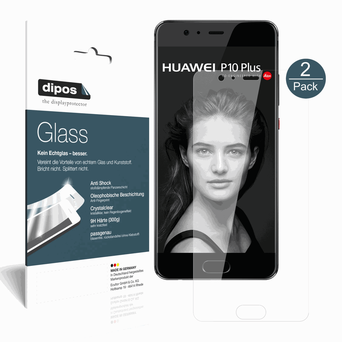 2x 9H Schutzfolie für Huawei P10 Plus Panzerfolie