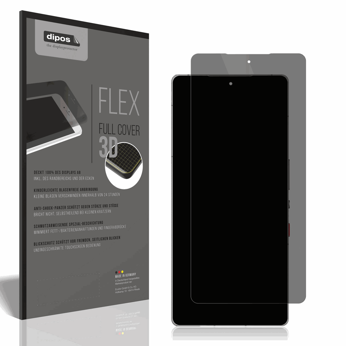 Full Cover Privacy Blickschutzfolie für ZTE Nubia Red Magic 10S Pro