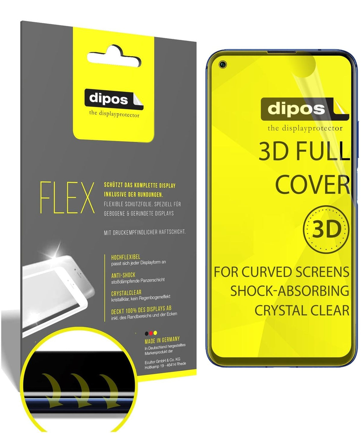 2x 3D Full Cover Schutzfolie für Huawei Nova 5T