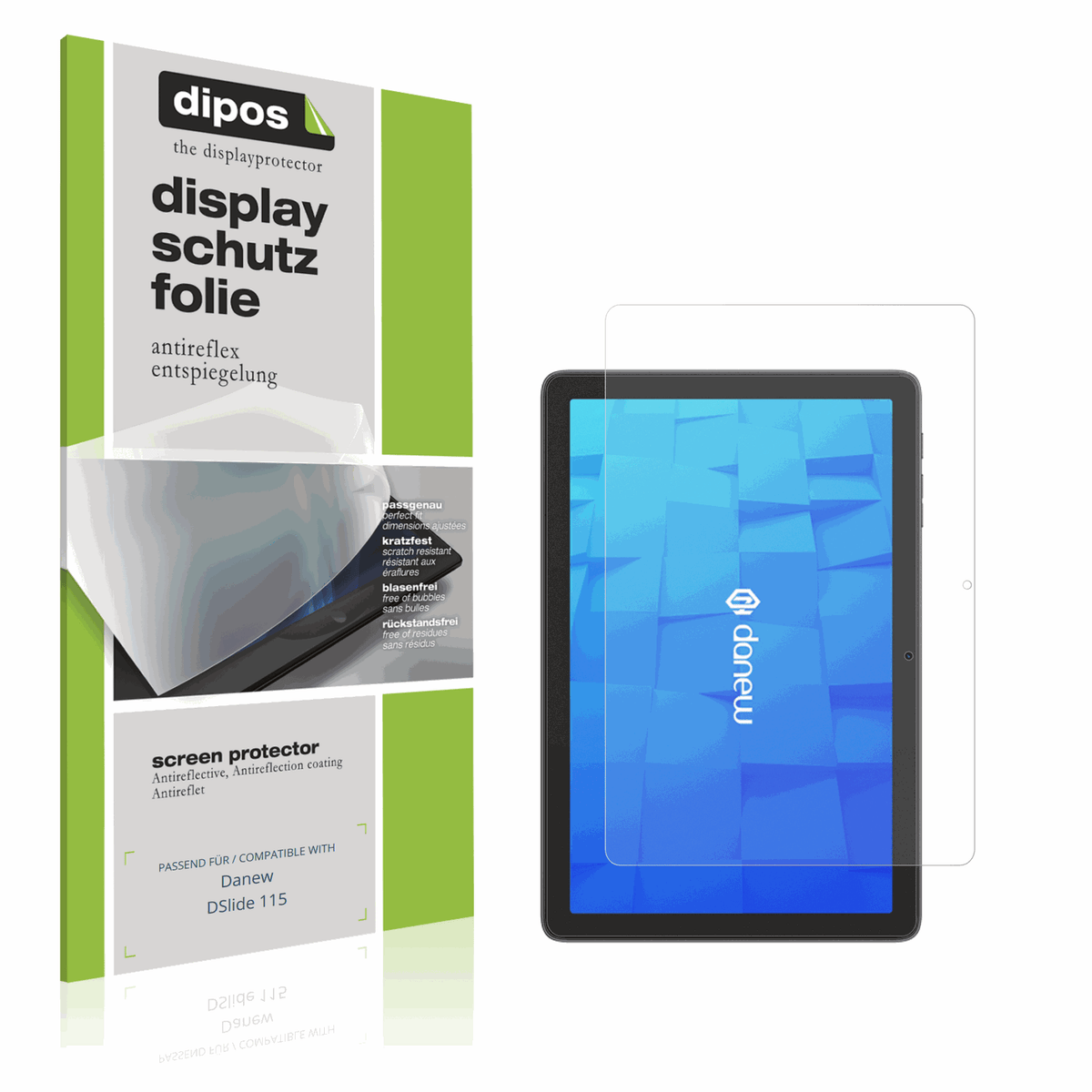 Matte Displayschutzfolie von dipos passend für Danew DSlide 115, präziser Zuschnitt und blasenfrei montiert