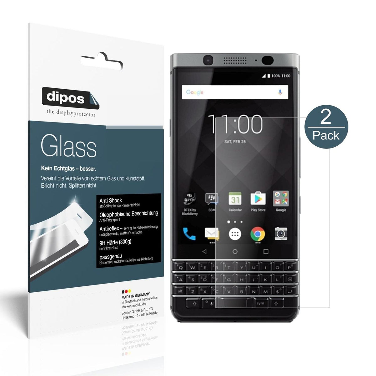 1x 9H Schutzfolie matt für Blackberry KeyOne Panzerfolie