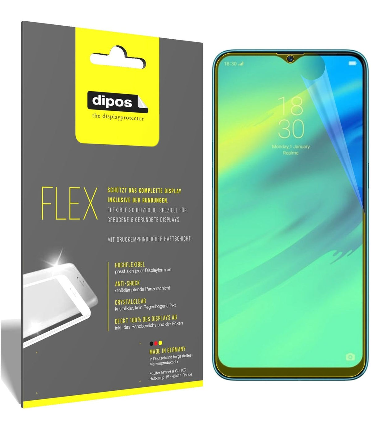2x 3D Full Cover Schutzfolie für Oppo Realme 2 Pro