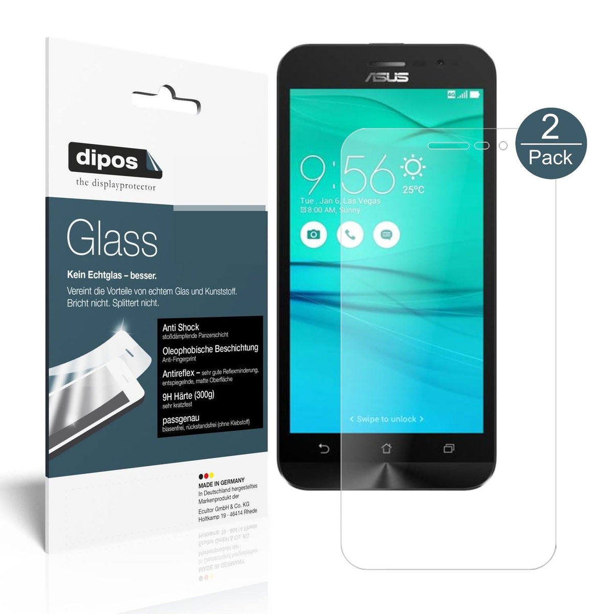2x 9H Schutzfolie matt für Asus Zenfone Go (2017) Panzerfolie