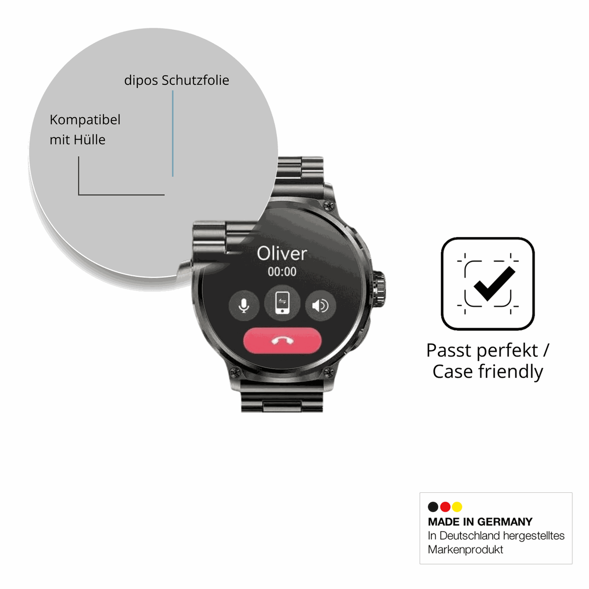 Schutzfolie mit optimaler Passform, zur Verwendung mit Hüllen geeignet