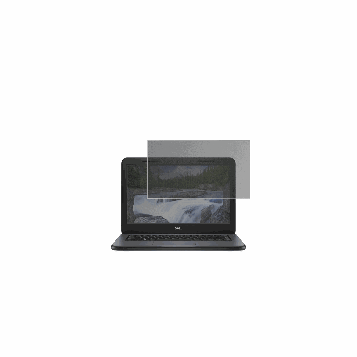 DellLatitude 3310 mit aufgebrachtem dipos Displayschutz, der seitliche Einblicke blockiert
