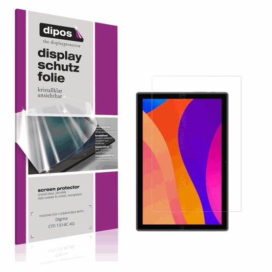 Klare Displayschutzfolie von dipos passend für Digma CITI 1314C 4G, präziser Zuschnitt und blasenfrei montiert
