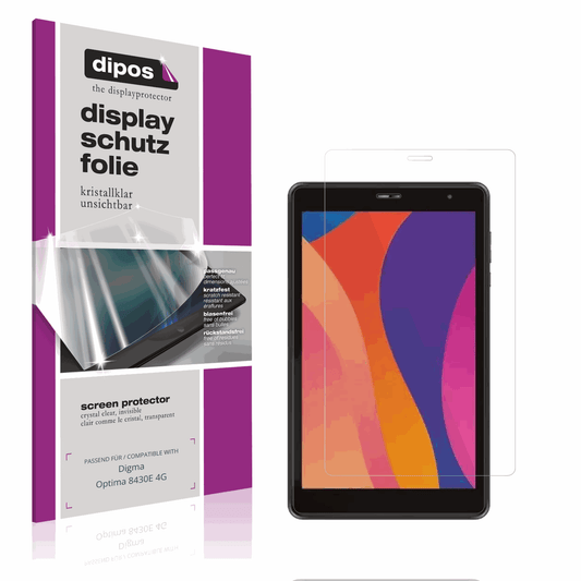 Klare Displayschutzfolie von dipos passend für Digma Optima 8430E 4G, präziser Zuschnitt und blasenfrei montiert