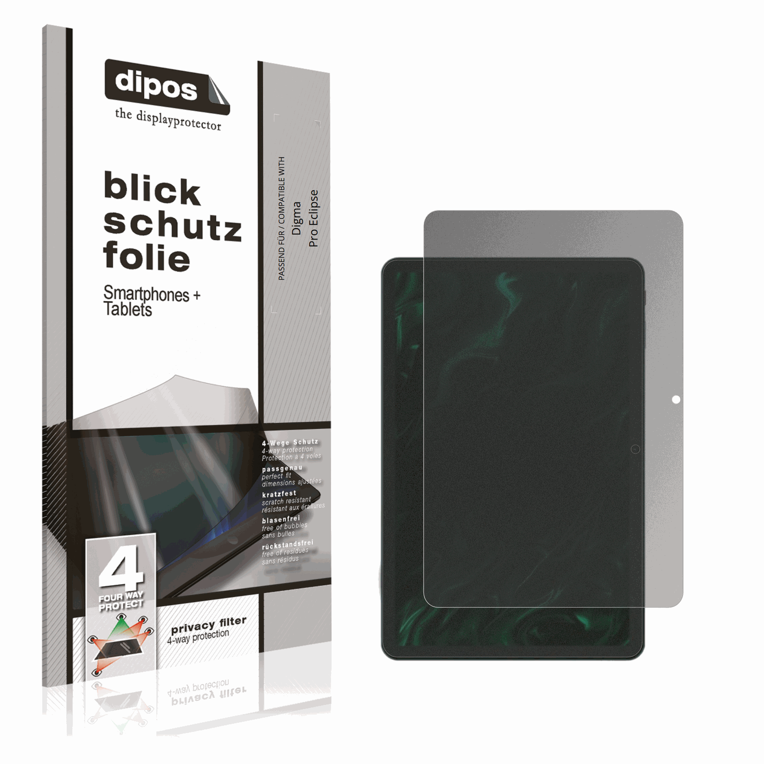 Blickschutzfolie von dipos passend für Digma Pro Eclipse, präziser Zuschnitt und blasenfrei montiert