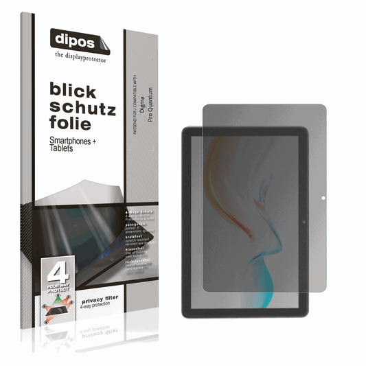 Blickschutzfolie von dipos passend für Digma Pro Quantum, präziser Zuschnitt und blasenfrei montiert