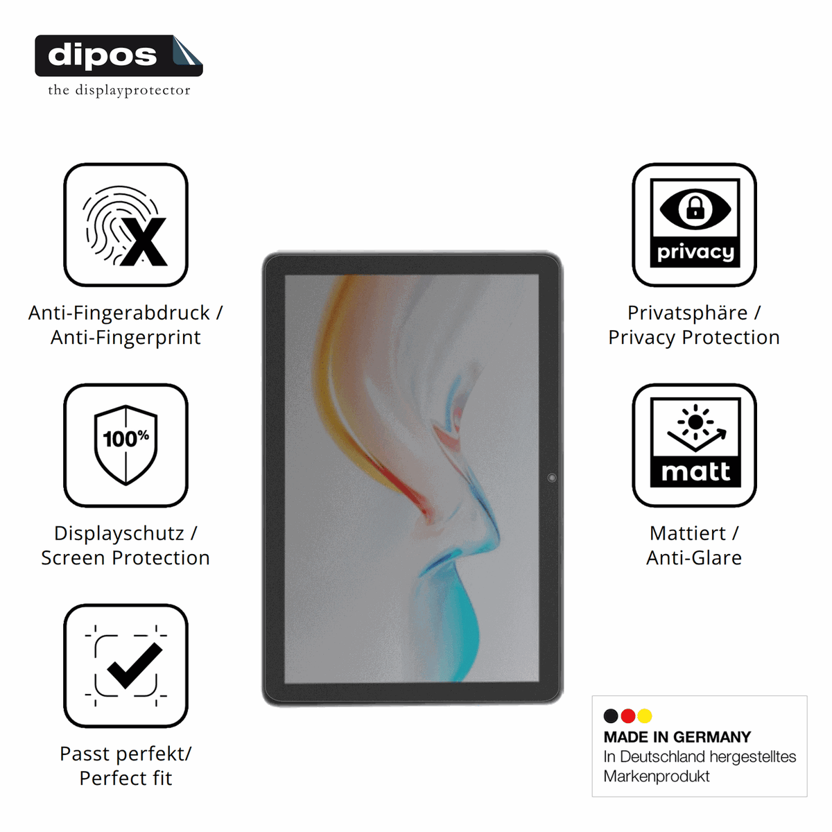Privatsphäre-Schutz durch Sichtschutz-Folie passend zugeschnitten für Digma Pro Quantum