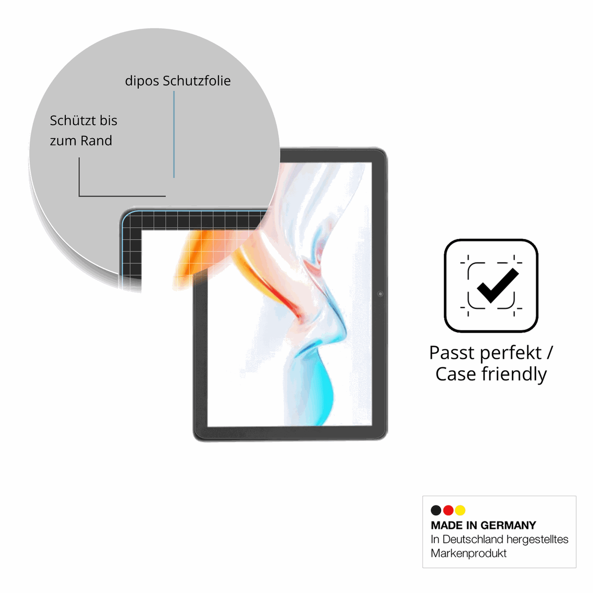 Schutzglasfolie mit optimaler Passform, zur Verwendung mit Hüllen geeignet