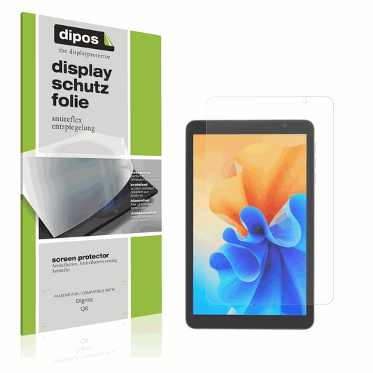Matte Displayschutzfolie von dipos passend für Digma Q8, präziser Zuschnitt und blasenfrei montiert