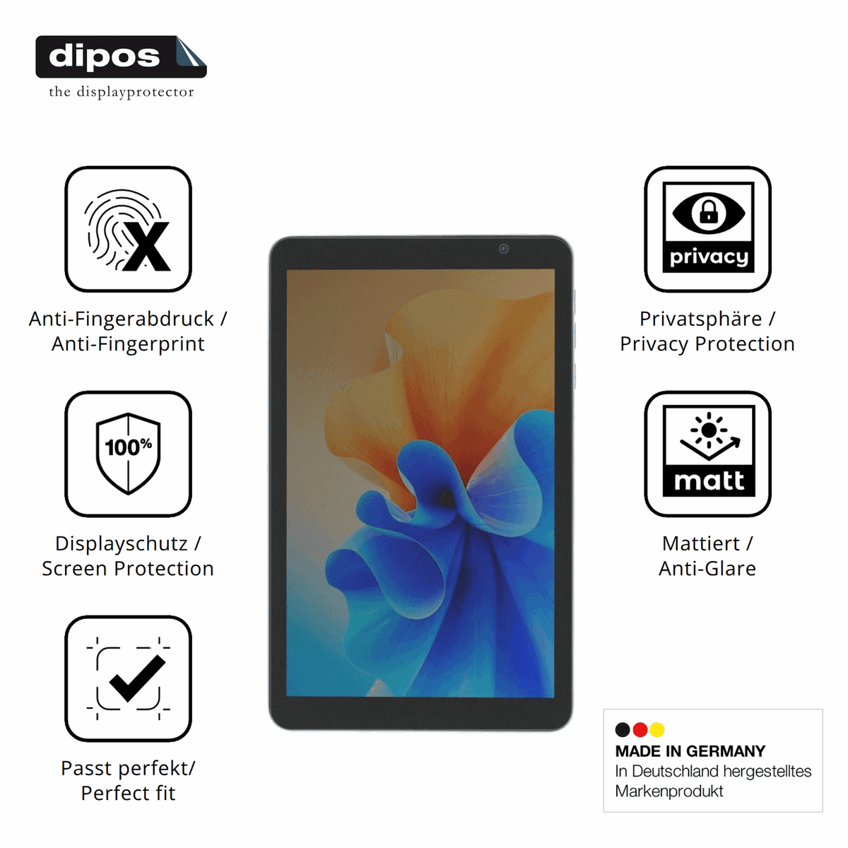 Privatsphäre-Schutz durch Sichtschutz-Folie passend zugeschnitten für Digma Q8