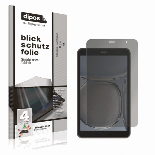 Blickschutzfolie von dipos passend für Digma R8, präziser Zuschnitt und blasenfrei montiert