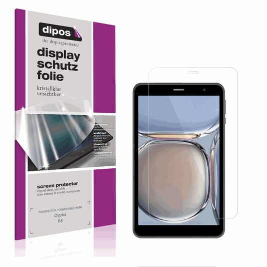 Klare Displayschutzfolie von dipos passend für Digma R8, präziser Zuschnitt und blasenfrei montiert