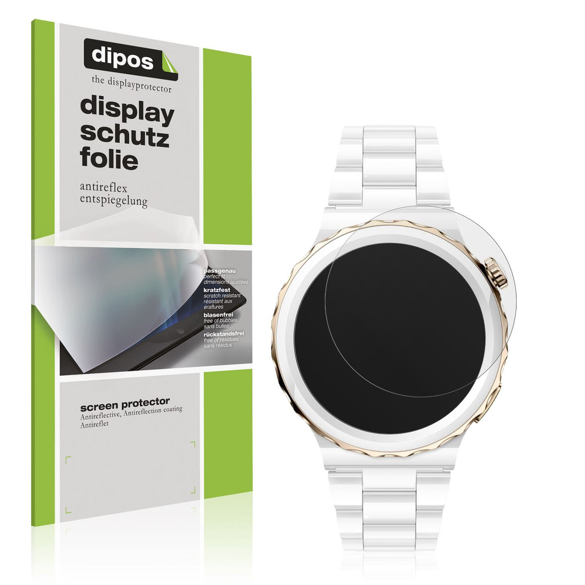 Matte Displayschutzfolie von dipos passend für Huawei Watch GT3 Pro Ceramic (43mm), präziser Zuschnitt und blasenfrei montiert