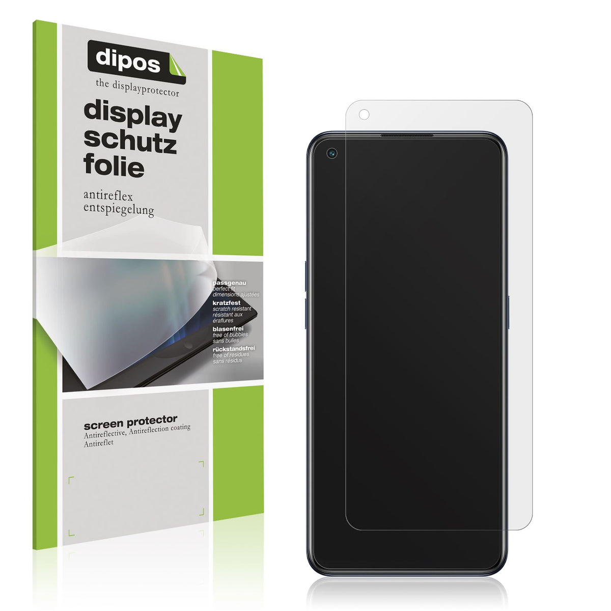 Matte Displayschutzfolie von dipos passend für OPPO Reno7 4G, präziser Zuschnitt und blasenfrei montiert