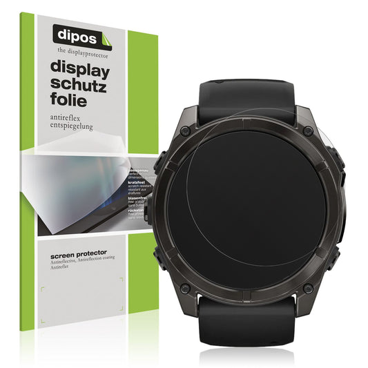Matte Displayschutzfolie von dipos passend für Garmin Fenix 8 47mm, präziser Zuschnitt und blasenfrei montiert