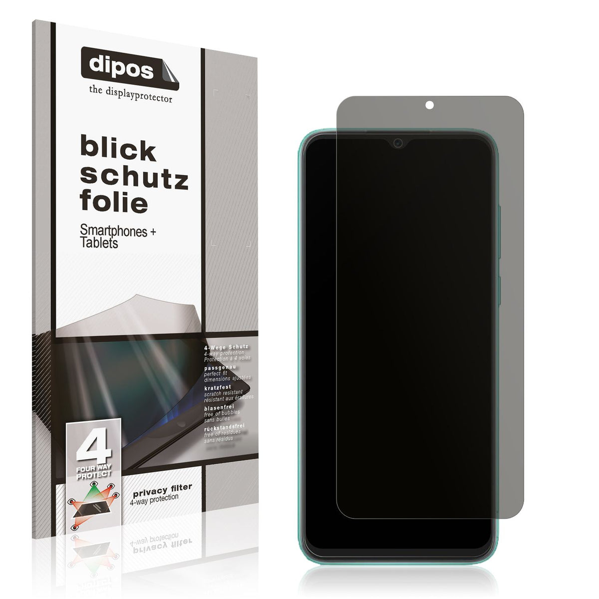 Blickschutzfolie von dipos passend für Blackview A55 Pro, präziser Zuschnitt und blasenfrei montiert