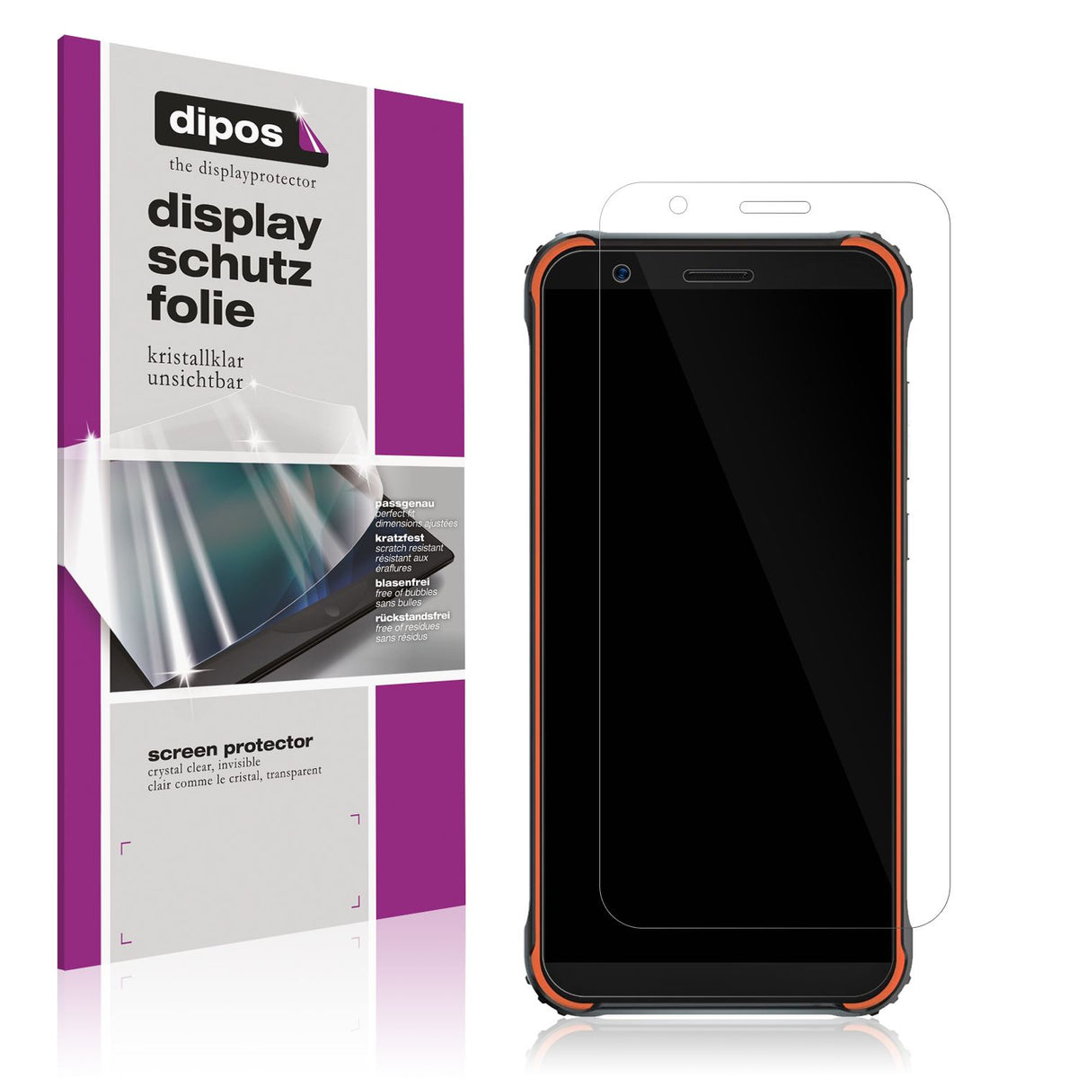 Klare Displayschutzfolie von dipos passend für Blackview BV4900 Pro, präziser Zuschnitt und blasenfrei montiert