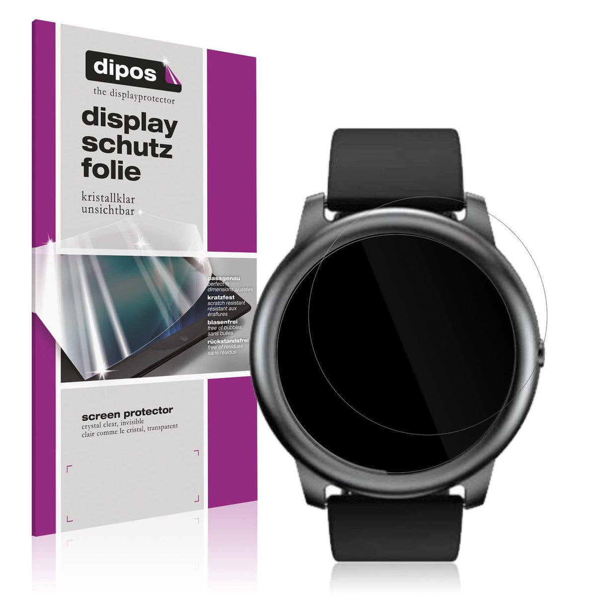 Klare Displayschutzfolie von dipos passend für Haylou LS05S, präziser Zuschnitt und blasenfrei montiert
