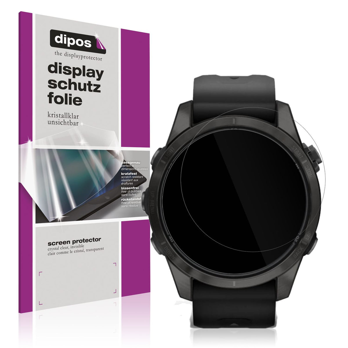 6x Schutzfolie klar für Garmin Fenix 7s Pro 51mm Display-Schutzfolie