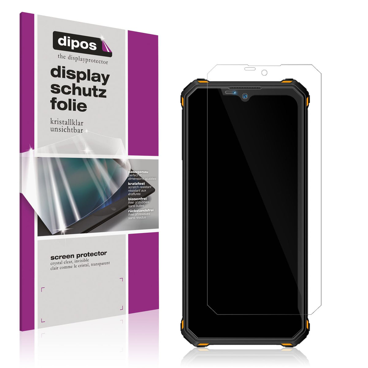 Klare Displayschutzfolie von dipos passend für Oukitel WP15, präziser Zuschnitt und blasenfrei montiert
