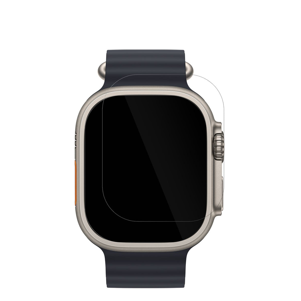 AppleWatch Ultra 3 mit aufgebrachter dipos Displayschutzfolie, glasklare Darstellung ohne Einschränkungen