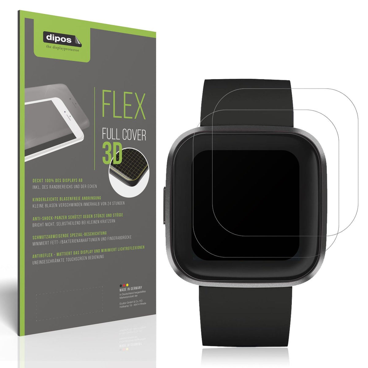 2x Full Cover Schutzfolie matt für Fitbit Versa 2