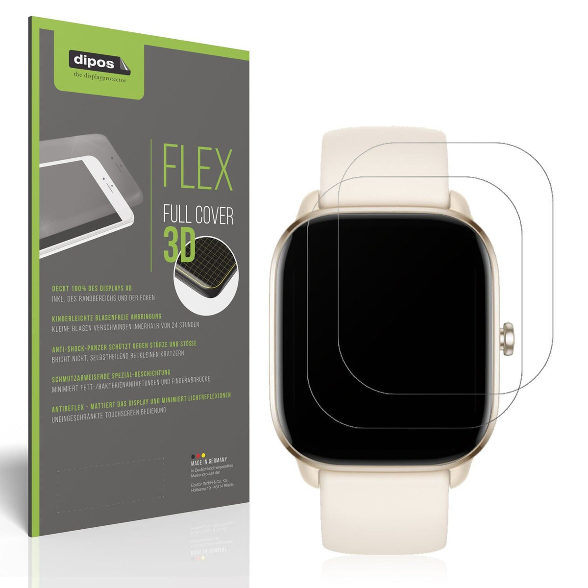 2x Full Cover Schutzfolie matt für Amazfit GTS 4 mini