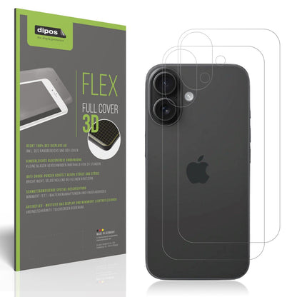 2x Full Cover Schutzfolie matt für Apple iPhone 16 Rückseite