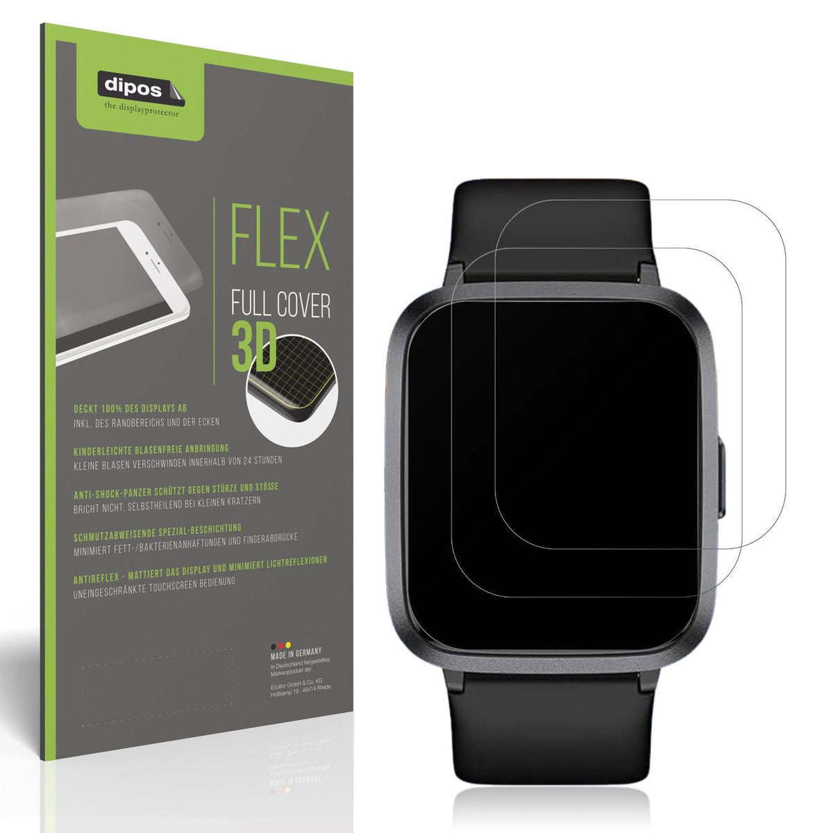 2x Full Cover Schutzfolie matt für LETSACTIV ID205U Smartwatch
