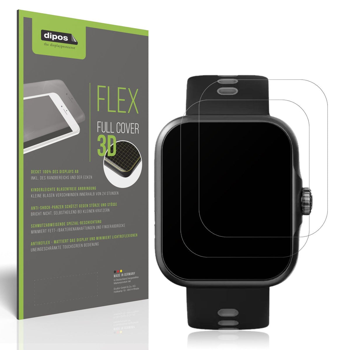 2x Full Cover Schutzfolie matt für CW Watch S1