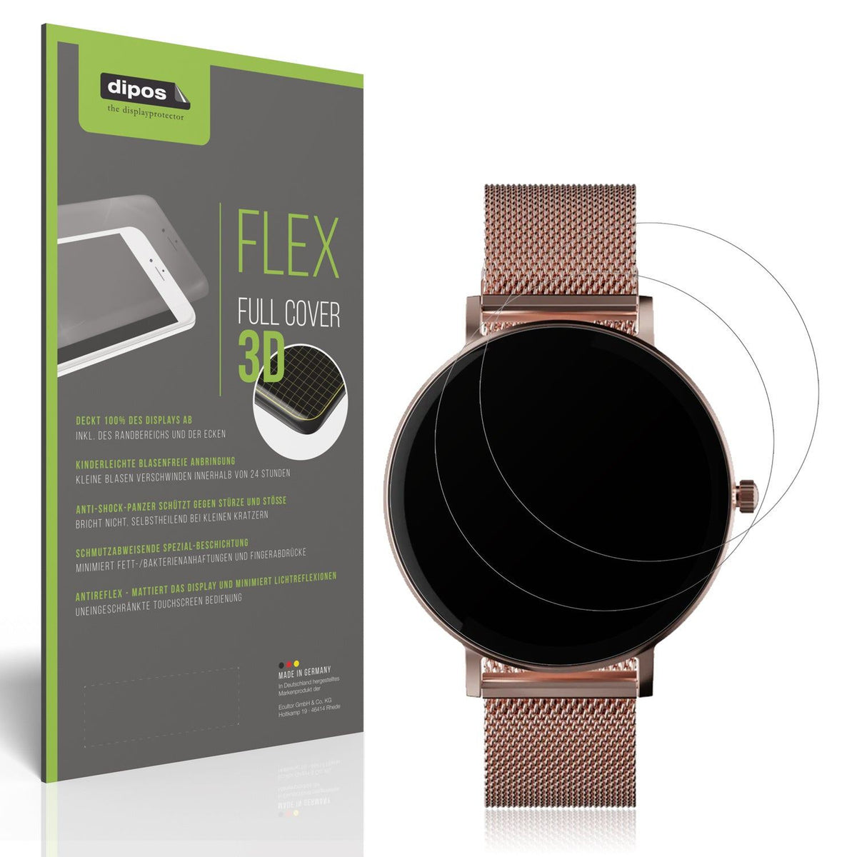2x Full Cover Schutzfolie matt für ZenWatch Venice Pro
